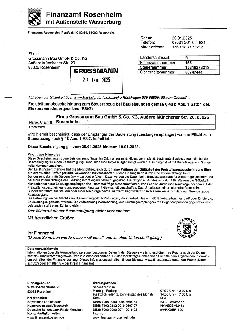 Freistellungsbescheinigung