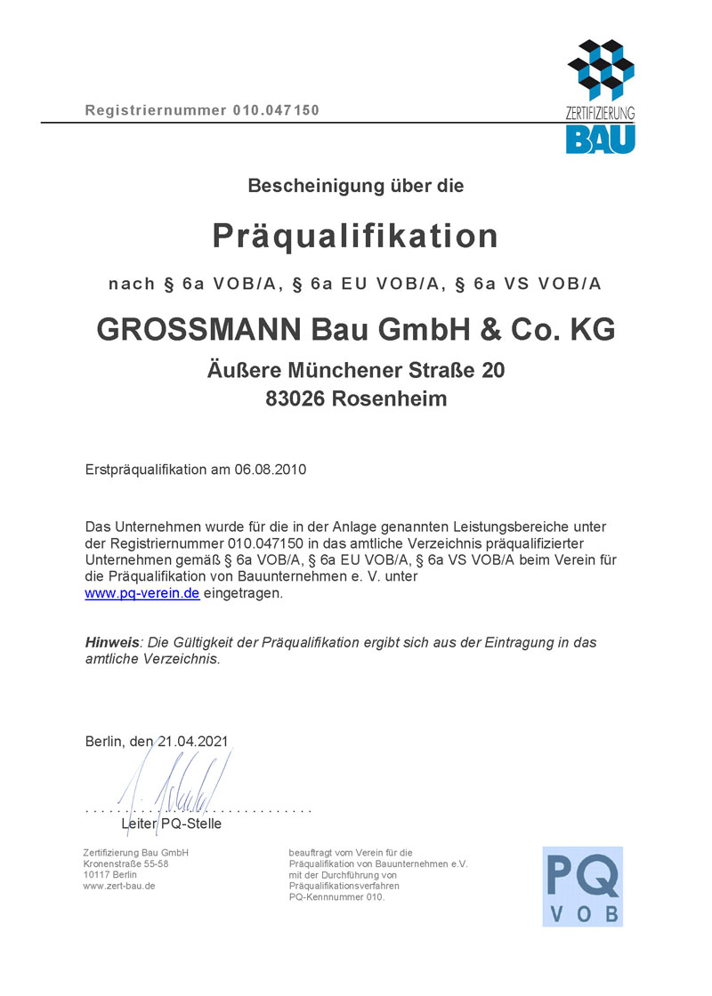 Präqualifikationsbescheinigung