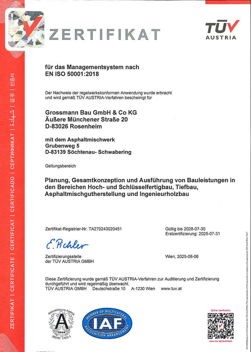 Zertifikat nach EN ISO 50001 2018